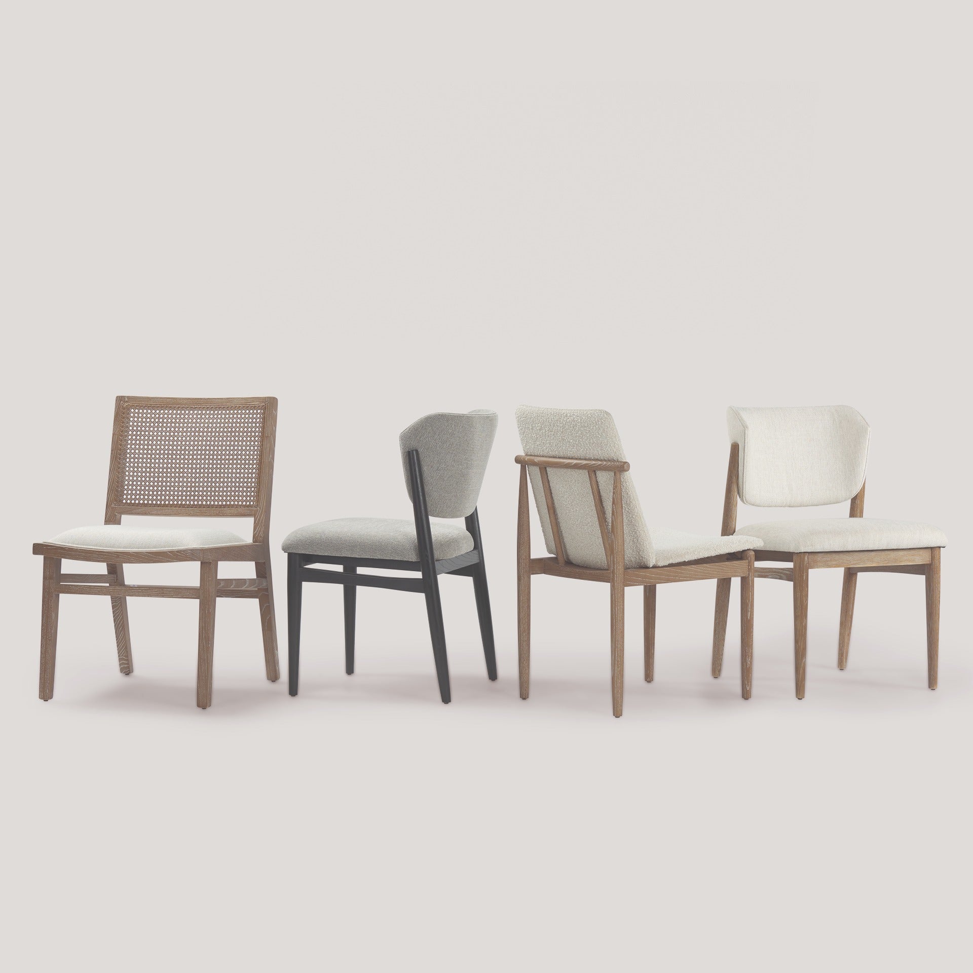 Cline Cream Fabric Upholstered and Light Brown Wood Dining Chair - Dekor Butik