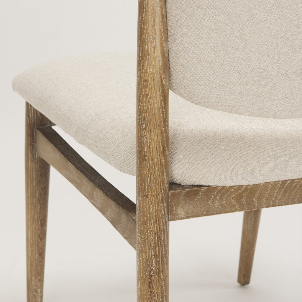 Cline Cream Fabric Upholstered and Light Brown Wood Dining Chair - Dekor Butik