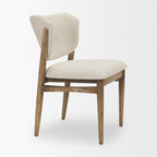 Cline Cream Fabric Upholstered and Light Brown Wood Dining Chair - Dekor Butik