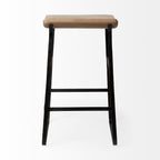 Conan 25" Seat Height Brown Wood Seat Black Metal Frame Counter Stool - Dekor Butik