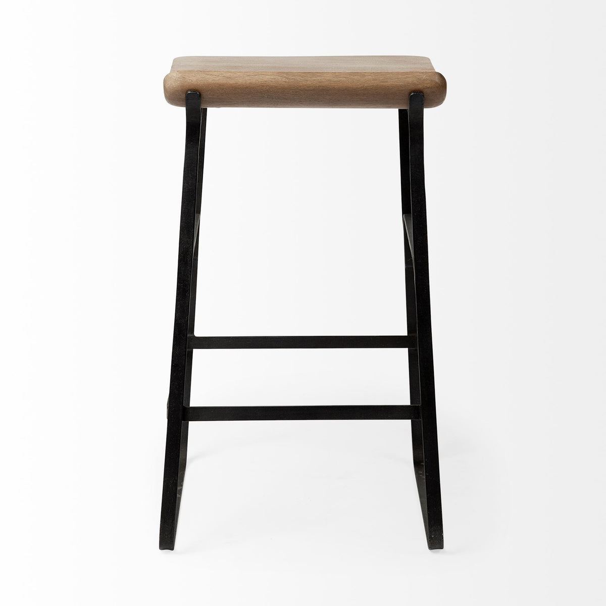 Conan 25" Seat Height Brown Wood Seat Black Metal Frame Counter Stool - Dekor Butik