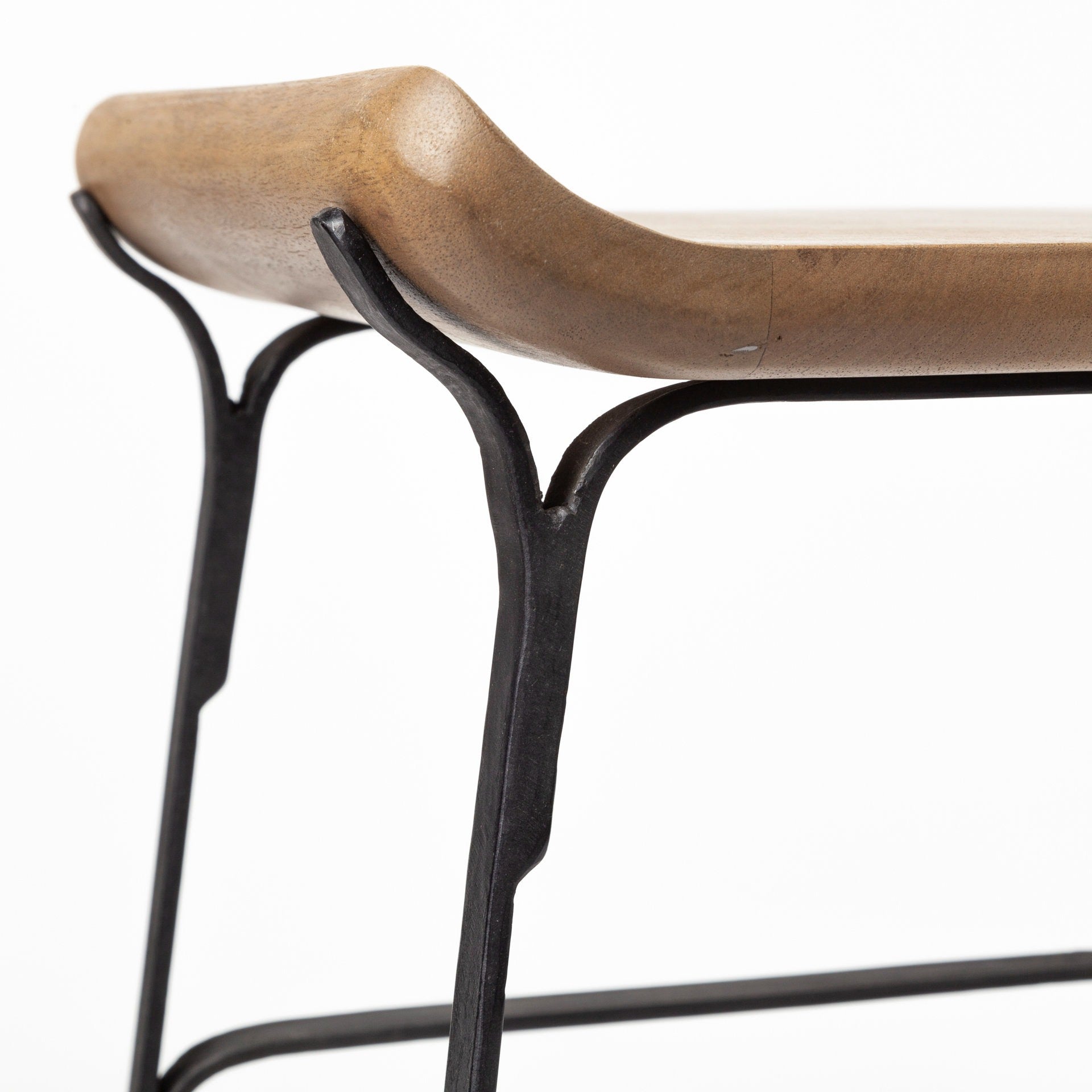 Conan 25" Seat Height Brown Wood Seat Black Metal Frame Counter Stool - Dekor Butik