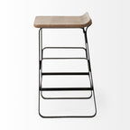 Conan 25" Seat Height Brown Wood Seat Black Metal Frame Counter Stool - Dekor Butik