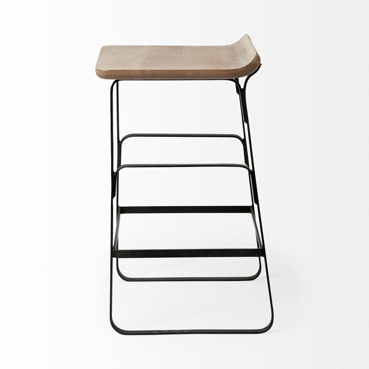 Conan 25" Seat Height Brown Wood Seat Black Metal Frame Counter Stool - Dekor Butik