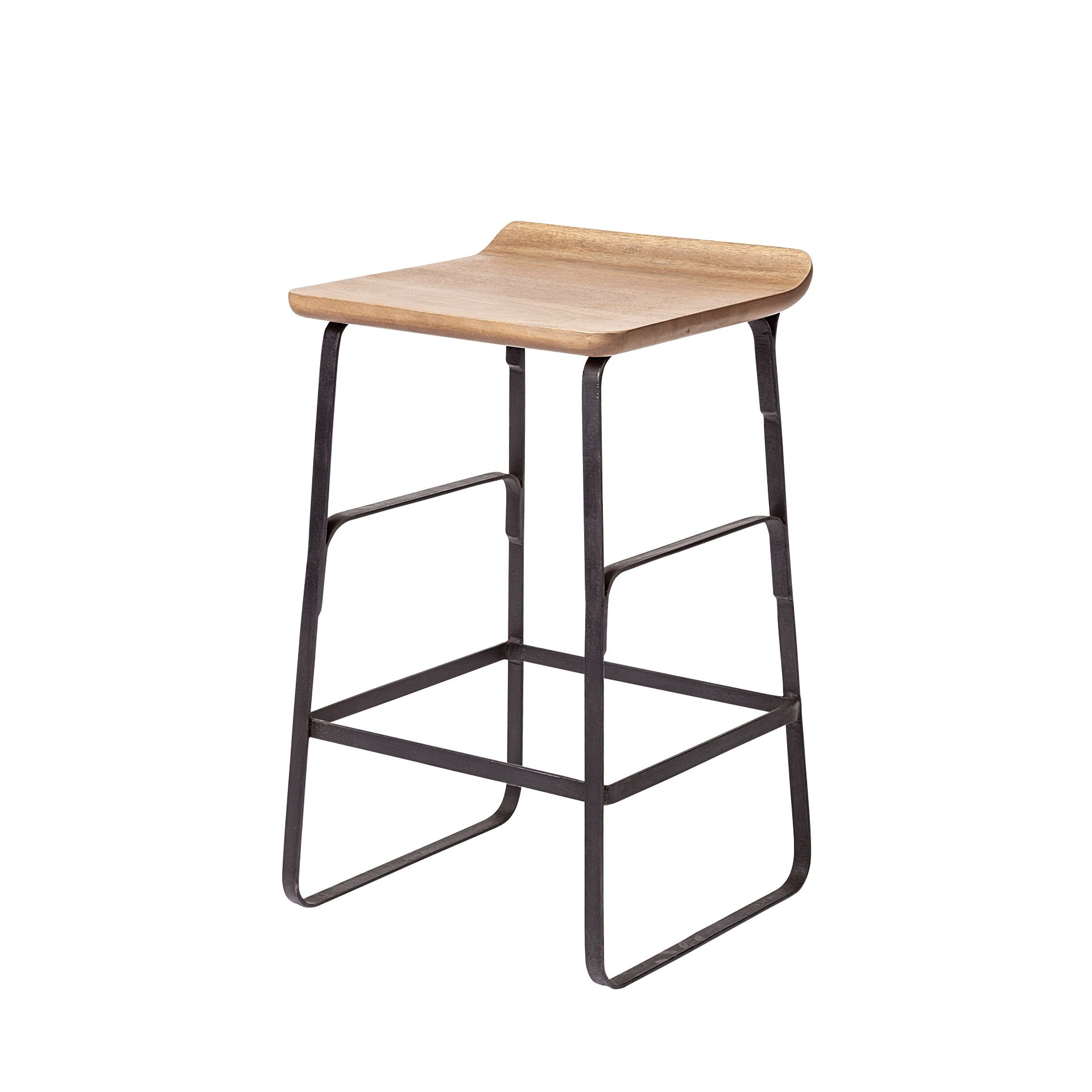 Conan 25" Seat Height Brown Wood Seat Black Metal Frame Counter Stool - Dekor Butik