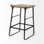 Conan 25" Seat Height Brown Wood Seat Black Metal Frame Counter Stool - Dekor Butik