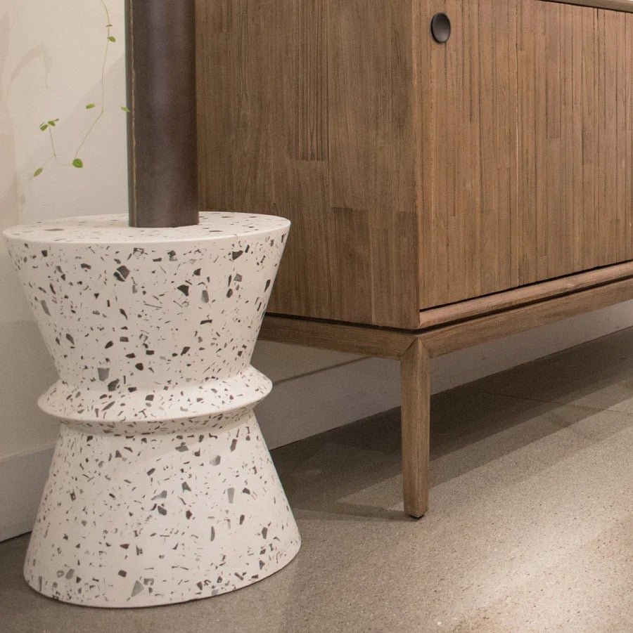 Concrete Hourglass Side Table - Terrazzo - Dekor Butik