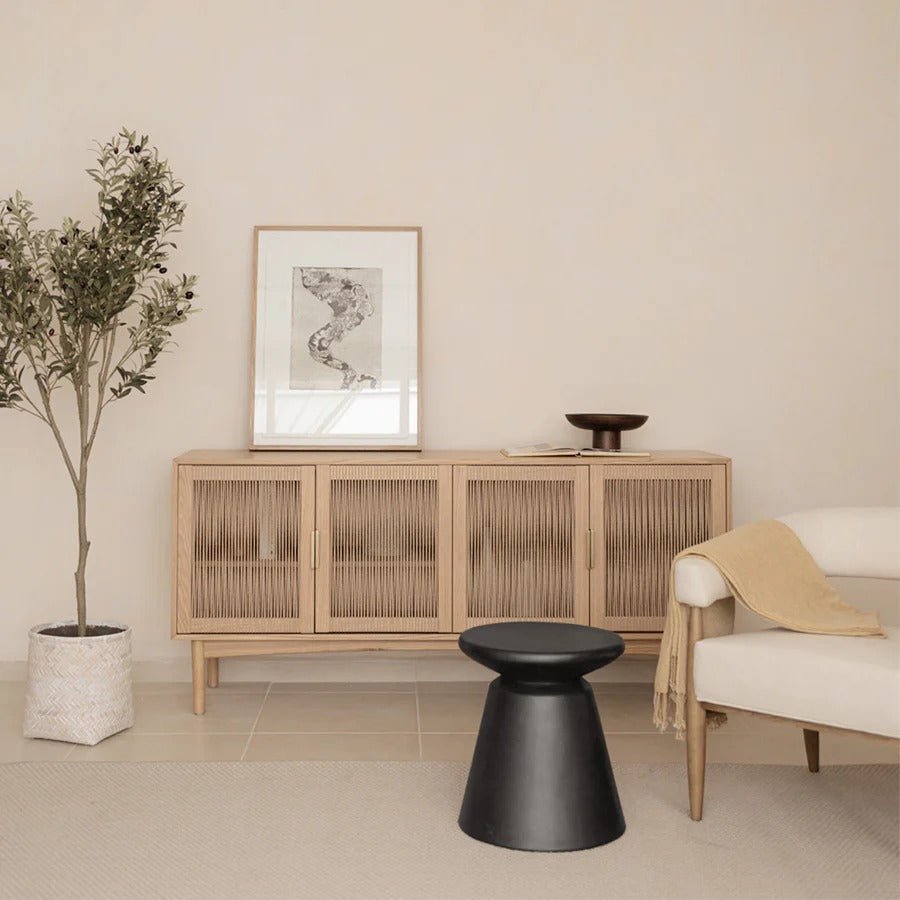 Concrete Mineral Side Table - Black - Dekor Butik