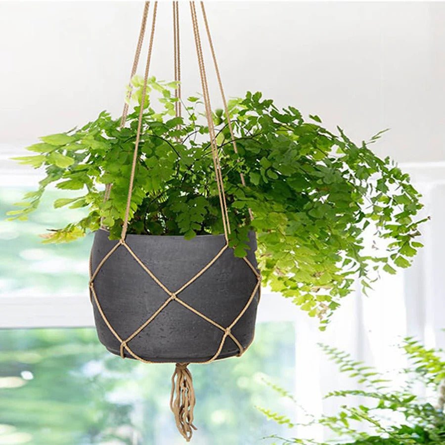 Craft Hanging Pot With Netting - Charcoal Grey - Dekor Butik