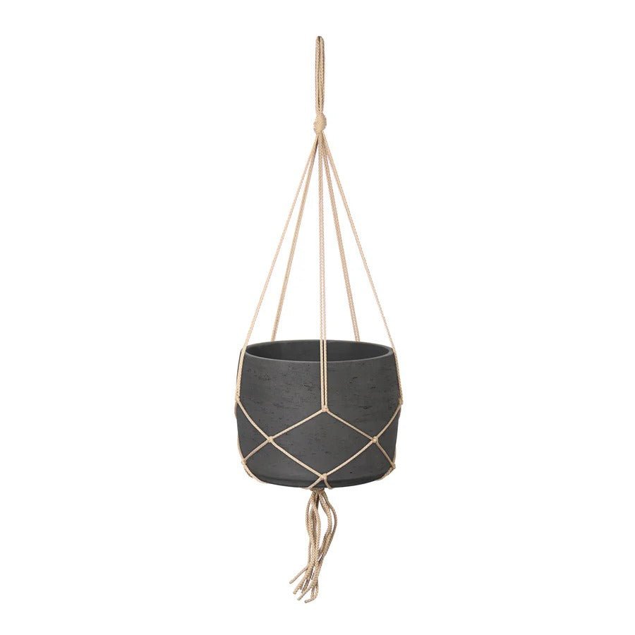 Craft Hanging Pot With Netting - Charcoal Grey - Dekor Butik