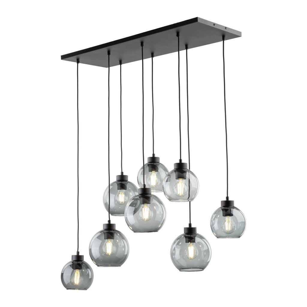 CUBUS Graphite Glass Scandinavian Pendant Light Fixture for Kitchen Island, Dining Room & Living Room (8 - Light) - Dekor Butik