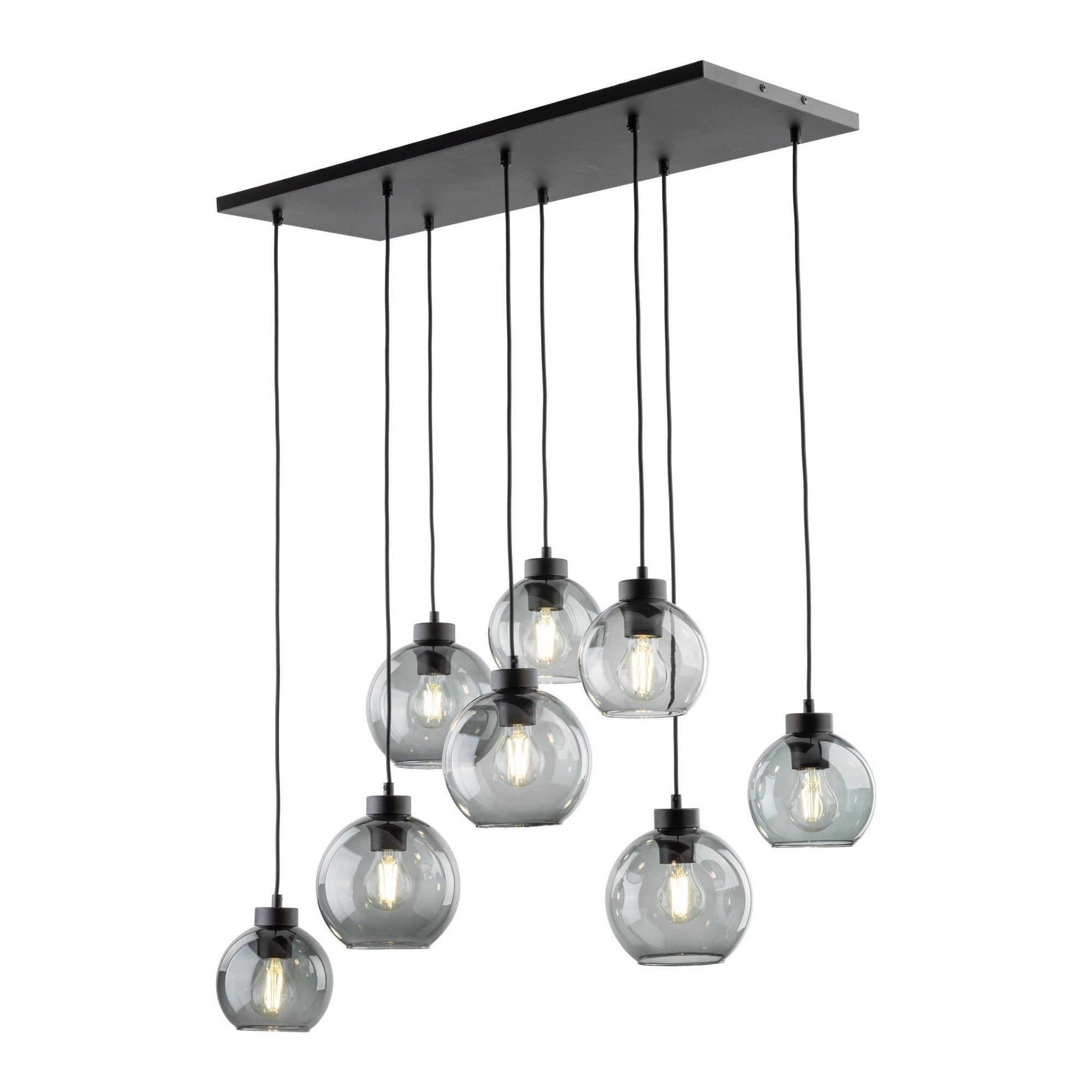 CUBUS Graphite Glass Scandinavian Pendant Light Fixture for Kitchen Island, Dining Room & Living Room (8 - Light) - Dekor Butik