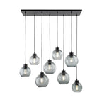 CUBUS Graphite Glass Scandinavian Pendant Light Fixture for Kitchen Island, Dining Room & Living Room (8 - Light) - Dekor Butik