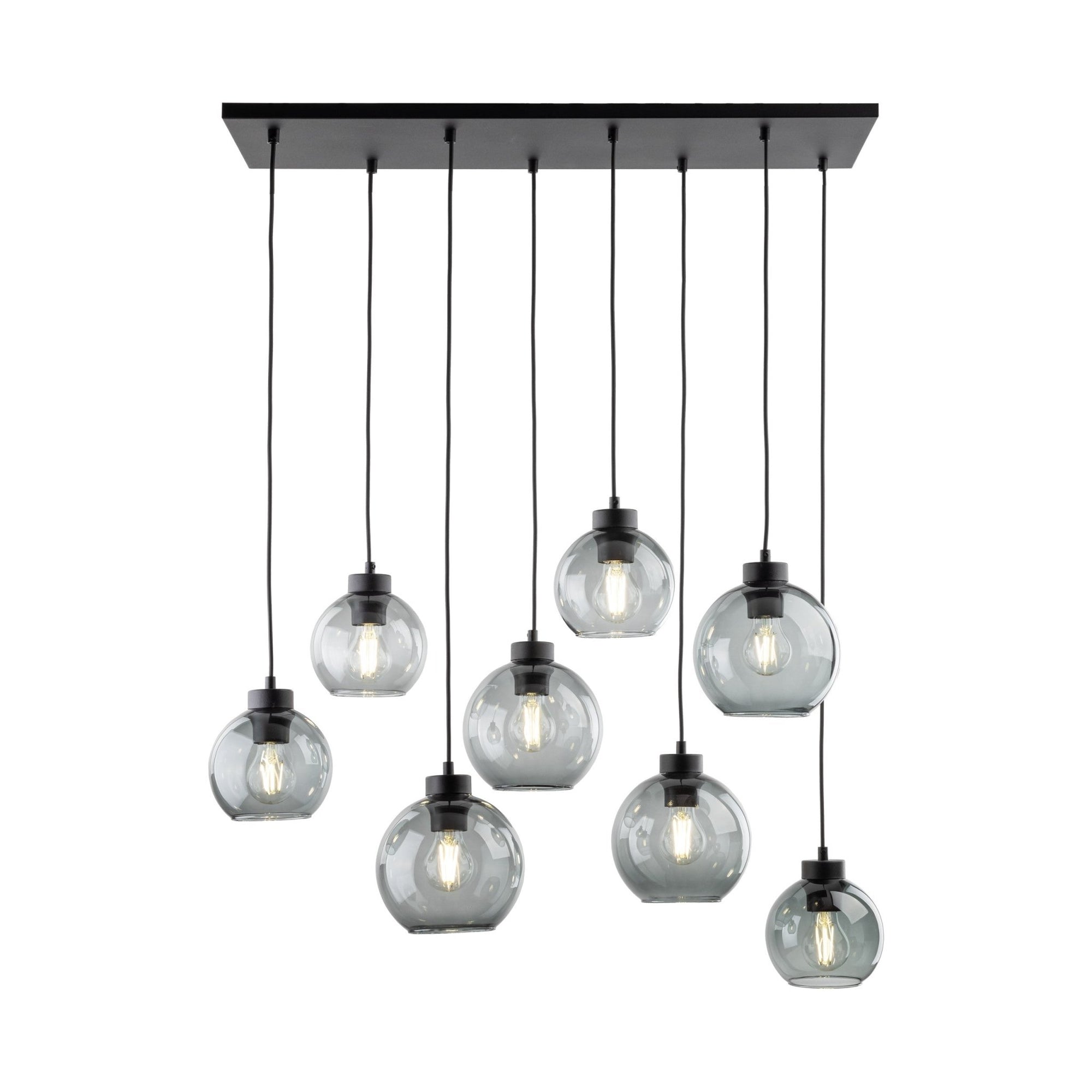 CUBUS Graphite Glass Scandinavian Pendant Light Fixture for Kitchen Island, Dining Room & Living Room (8 - Light) - Dekor Butik