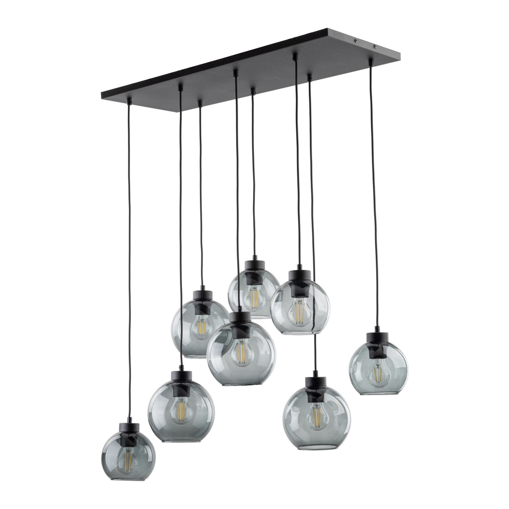 CUBUS Graphite Glass Scandinavian Pendant Light Fixture for Kitchen Island, Dining Room & Living Room (8 - Light) - Dekor Butik