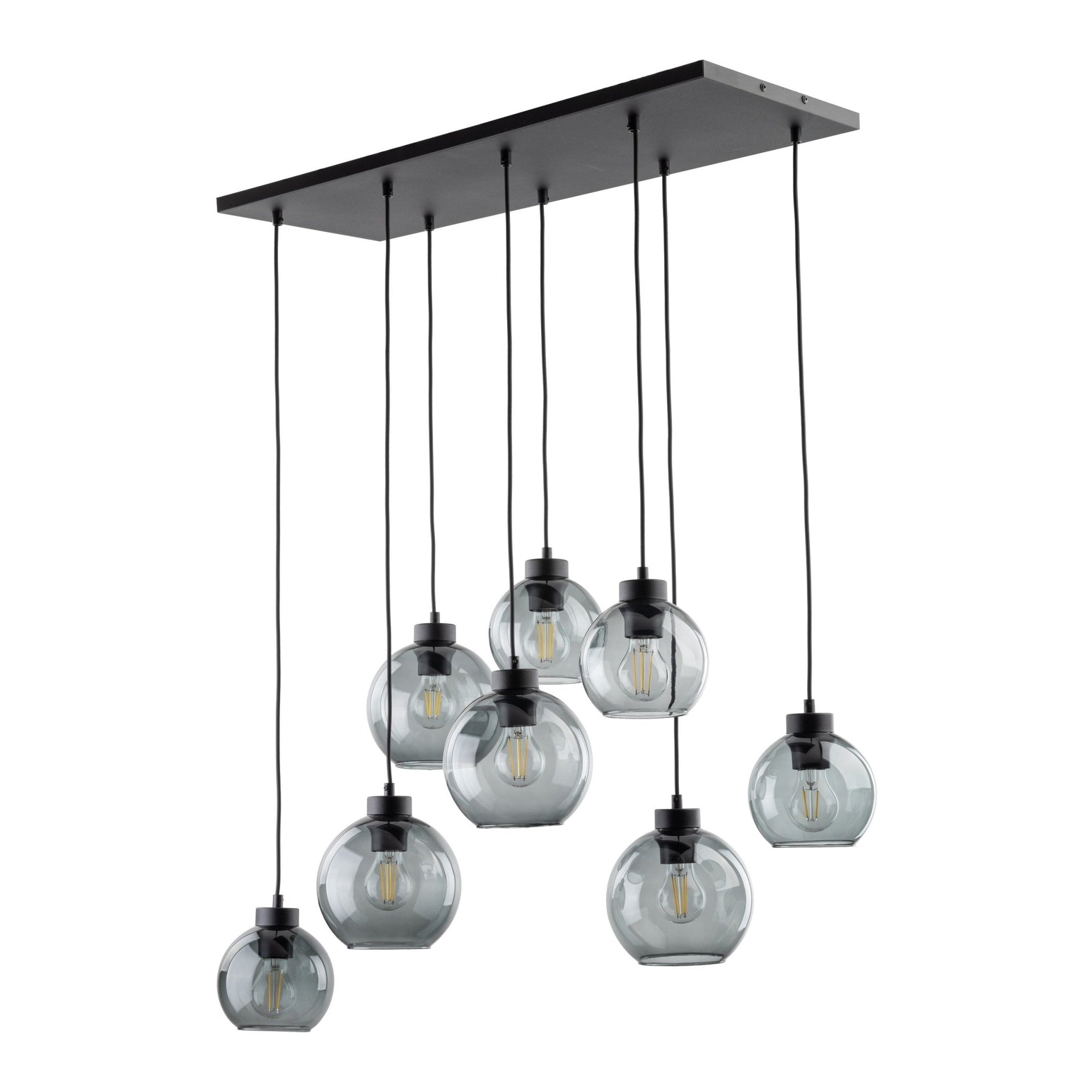 CUBUS Graphite Glass Scandinavian Pendant Light Fixture for Kitchen Island, Dining Room & Living Room (8 - Light) - Dekor Butik