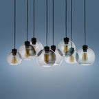 CUBUS Graphite Glass Scandinavian Pendant Light Fixture for Kitchen Island, Dining Room & Living Room (8 - Light) - Dekor Butik