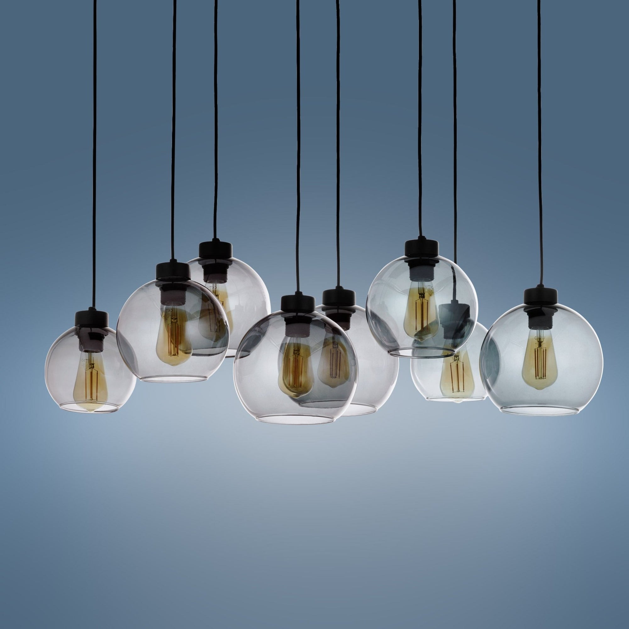 CUBUS Graphite Glass Scandinavian Pendant Light Fixture for Kitchen Island, Dining Room & Living Room (8 - Light) - Dekor Butik