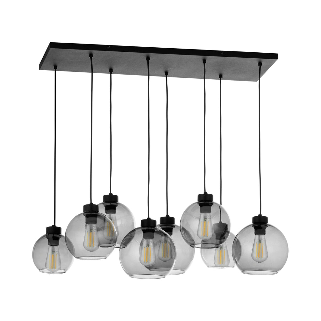 CUBUS Graphite Glass Scandinavian Pendant Light Fixture for Kitchen Island, Dining Room & Living Room (8 - Light) - Dekor Butik