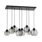 CUBUS Graphite Glass Scandinavian Pendant Light Fixture for Kitchen Island, Dining Room & Living Room (8 - Light) - Dekor Butik