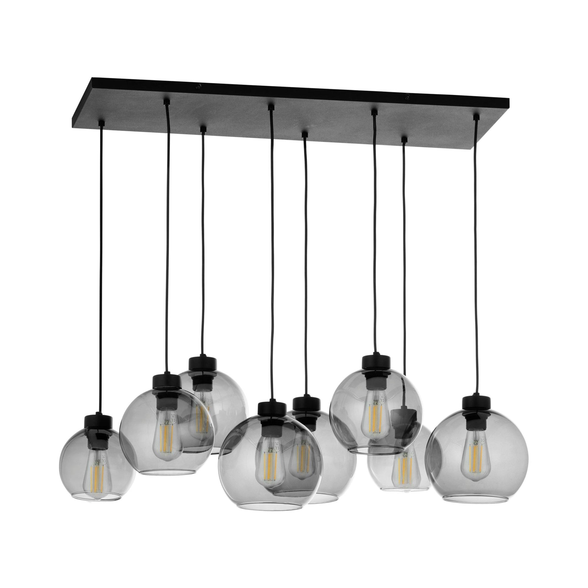 CUBUS Graphite Glass Scandinavian Pendant Light Fixture for Kitchen Island, Dining Room & Living Room (8 - Light) - Dekor Butik