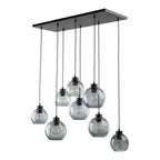 CUBUS Graphite Glass Scandinavian Pendant Light Fixture for Kitchen Island, Dining Room & Living Room (8 - Light) - Dekor Butik