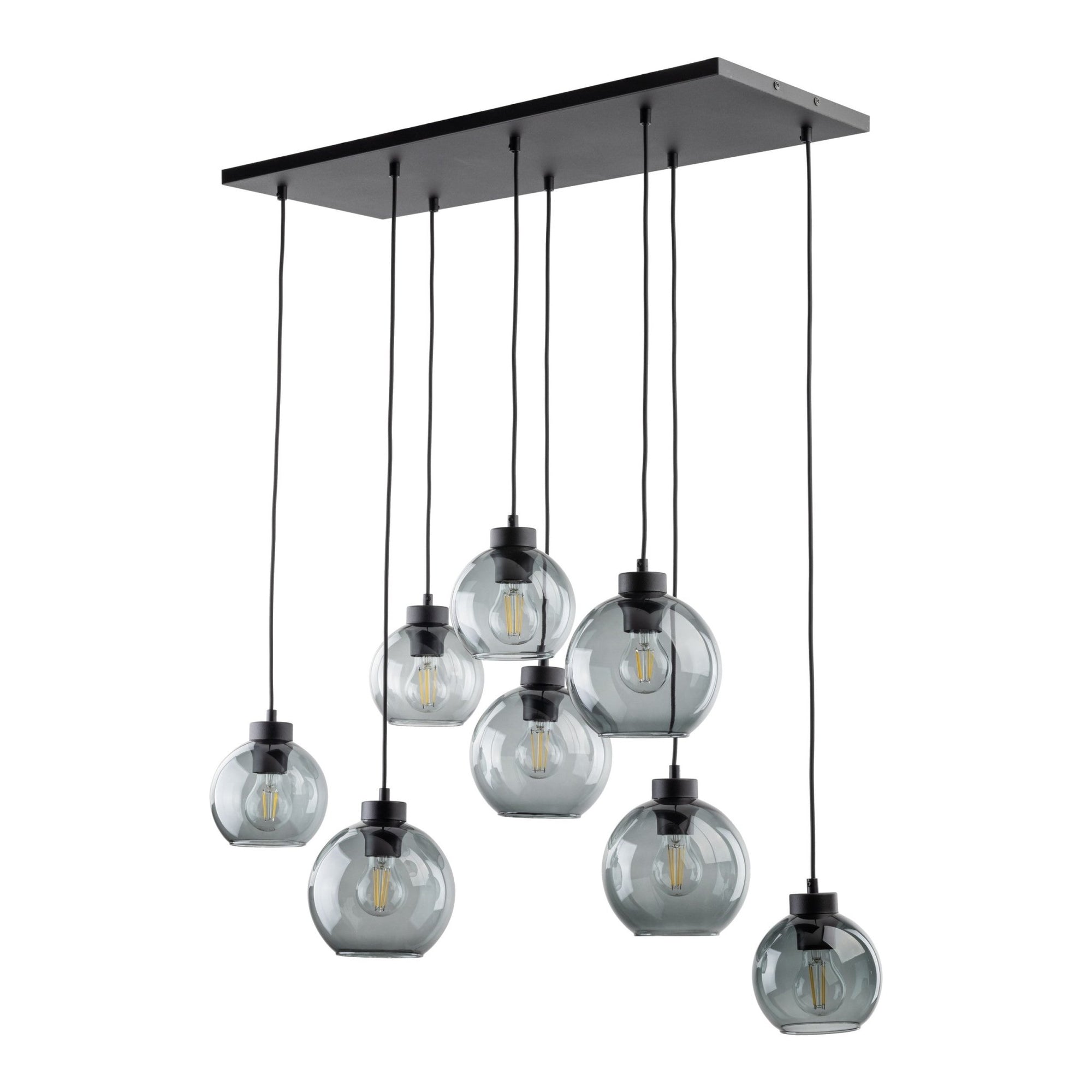 CUBUS Graphite Glass Scandinavian Pendant Light Fixture for Kitchen Island, Dining Room & Living Room (8 - Light) - Dekor Butik
