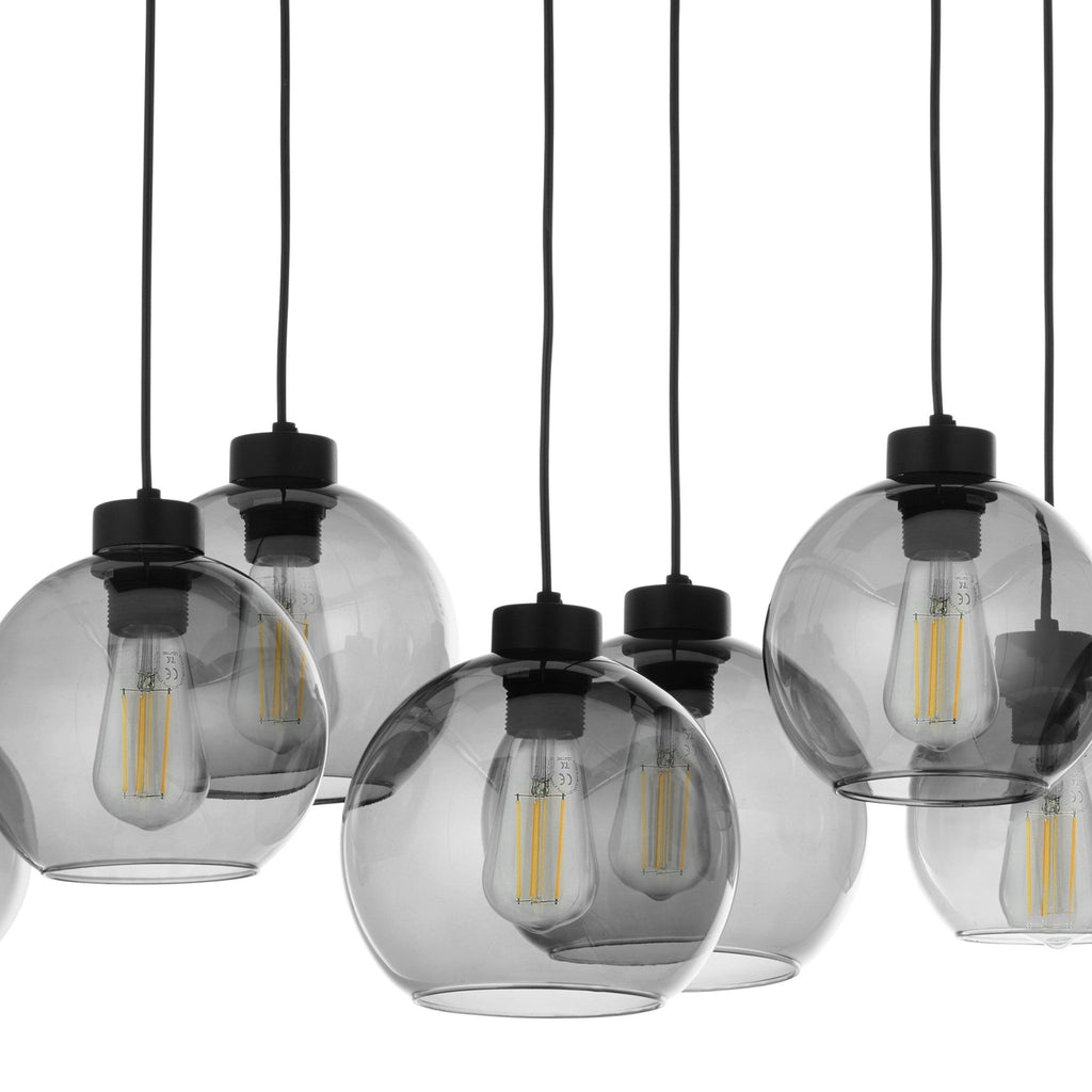 CUBUS Graphite Glass Scandinavian Pendant Light Fixture for Kitchen Island, Dining Room & Living Room (8 - Light) - Dekor Butik