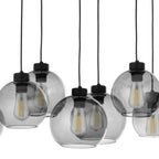 CUBUS Graphite Glass Scandinavian Pendant Light Fixture for Kitchen Island, Dining Room & Living Room (8 - Light) - Dekor Butik