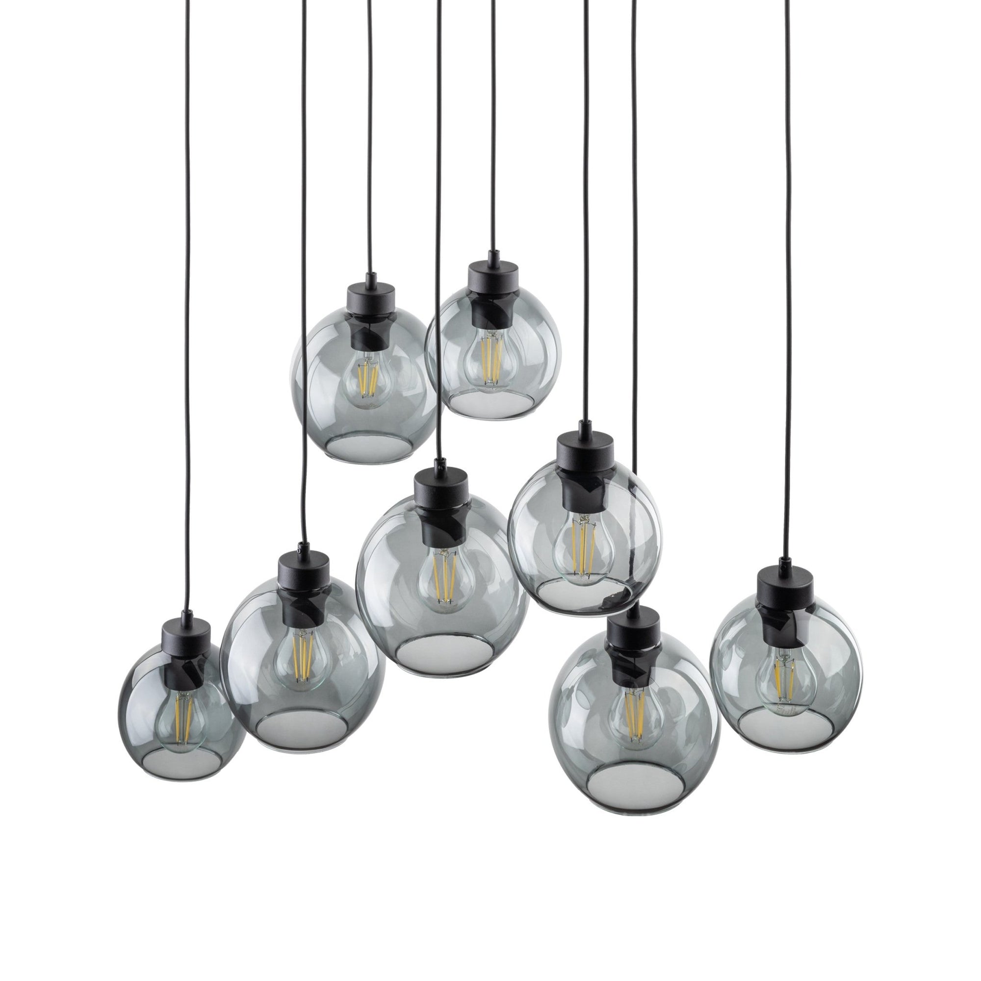 CUBUS Graphite Glass Scandinavian Pendant Light Fixture for Kitchen Island, Dining Room & Living Room (8 - Light) - Dekor Butik