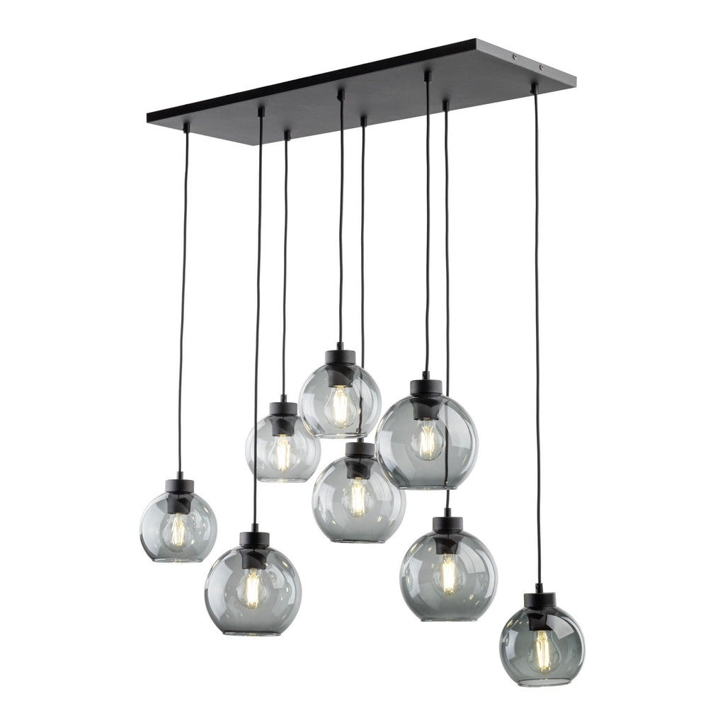 CUBUS Graphite Glass Scandinavian Pendant Light Fixture for Kitchen Island, Dining Room & Living Room (8 - Light) - Dekor Butik