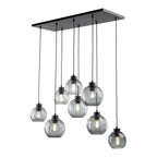 CUBUS Graphite Glass Scandinavian Pendant Light Fixture for Kitchen Island, Dining Room & Living Room (8 - Light) - Dekor Butik