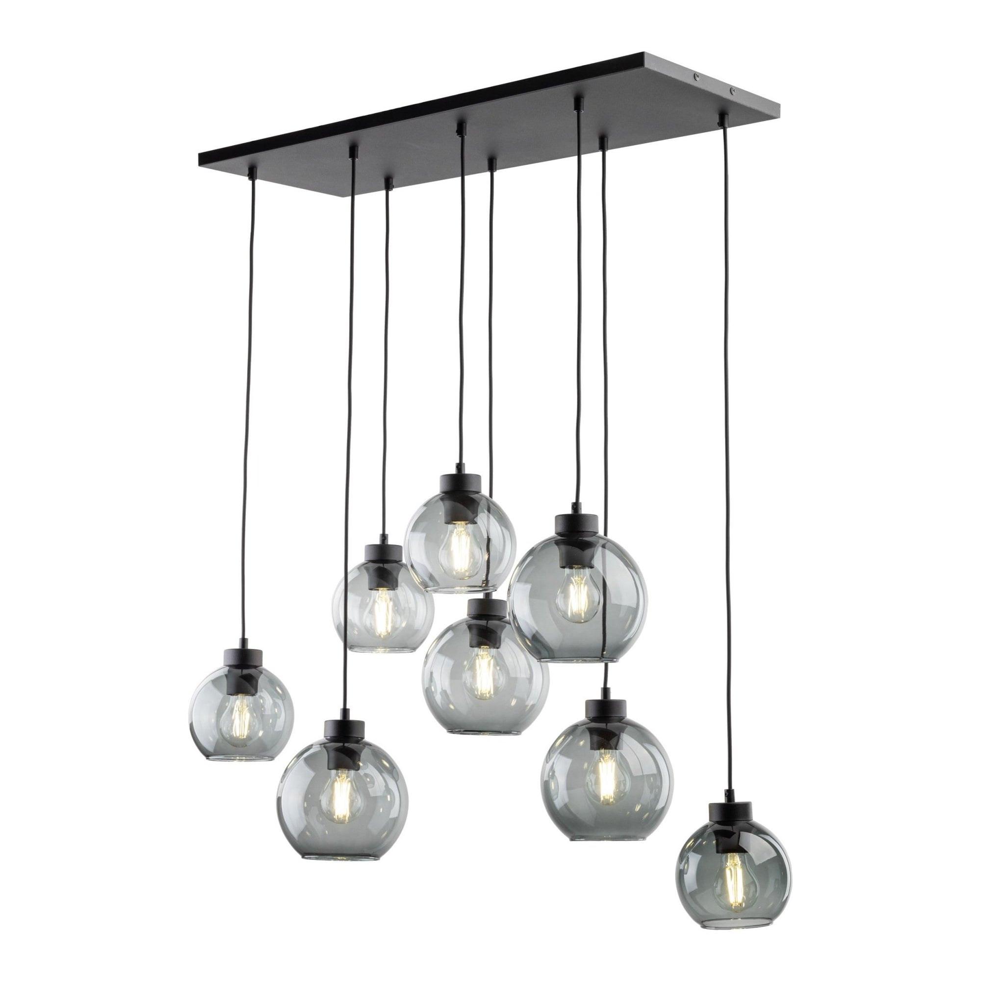 CUBUS Graphite Glass Scandinavian Pendant Light Fixture for Kitchen Island, Dining Room & Living Room (8 - Light) - Dekor Butik