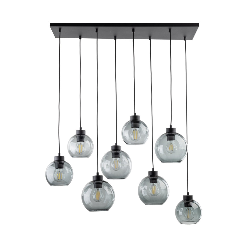 CUBUS Graphite Glass Scandinavian Pendant Light Fixture for Kitchen Island, Dining Room & Living Room (8 - Light) - Dekor Butik