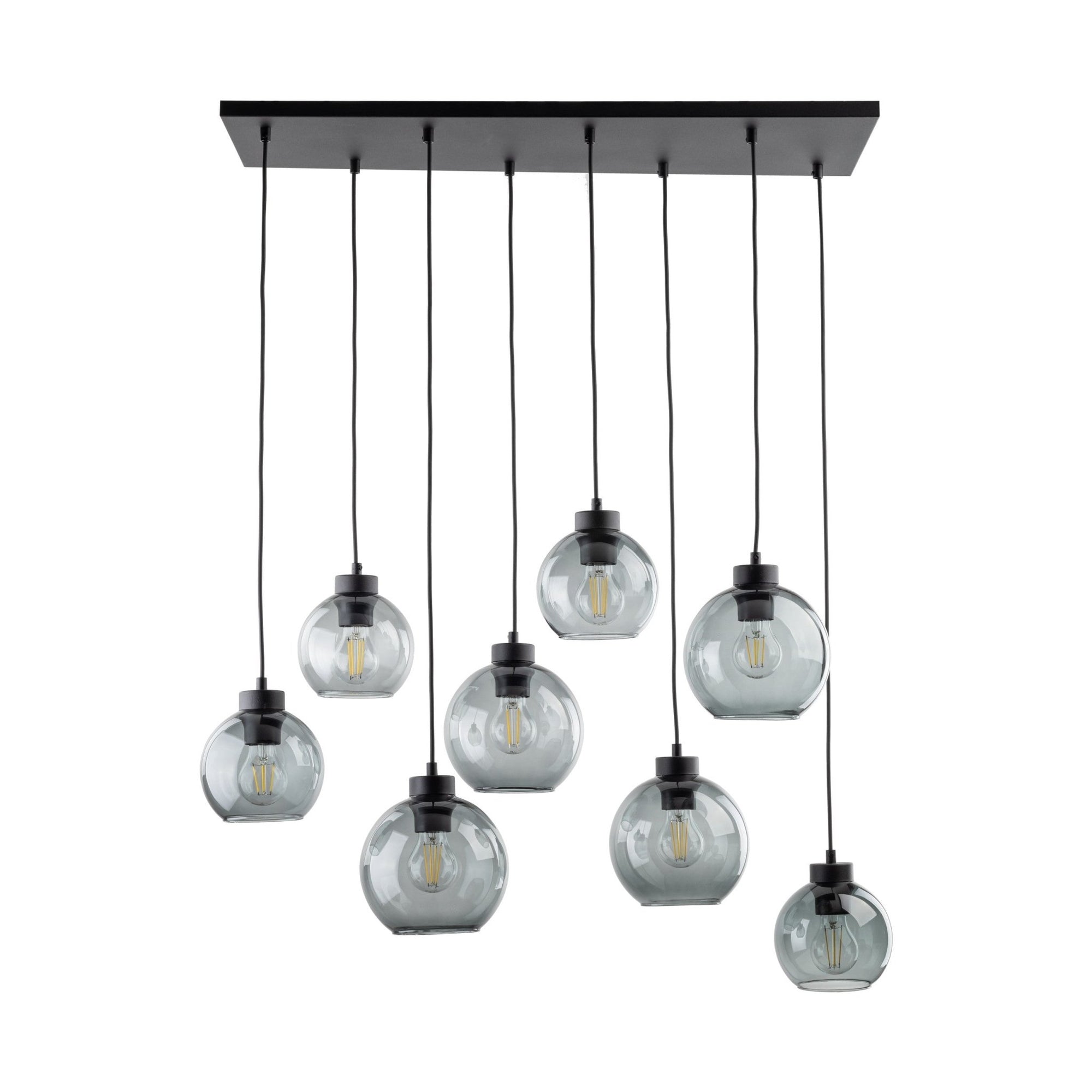 CUBUS Graphite Glass Scandinavian Pendant Light Fixture for Kitchen Island, Dining Room & Living Room (8 - Light) - Dekor Butik