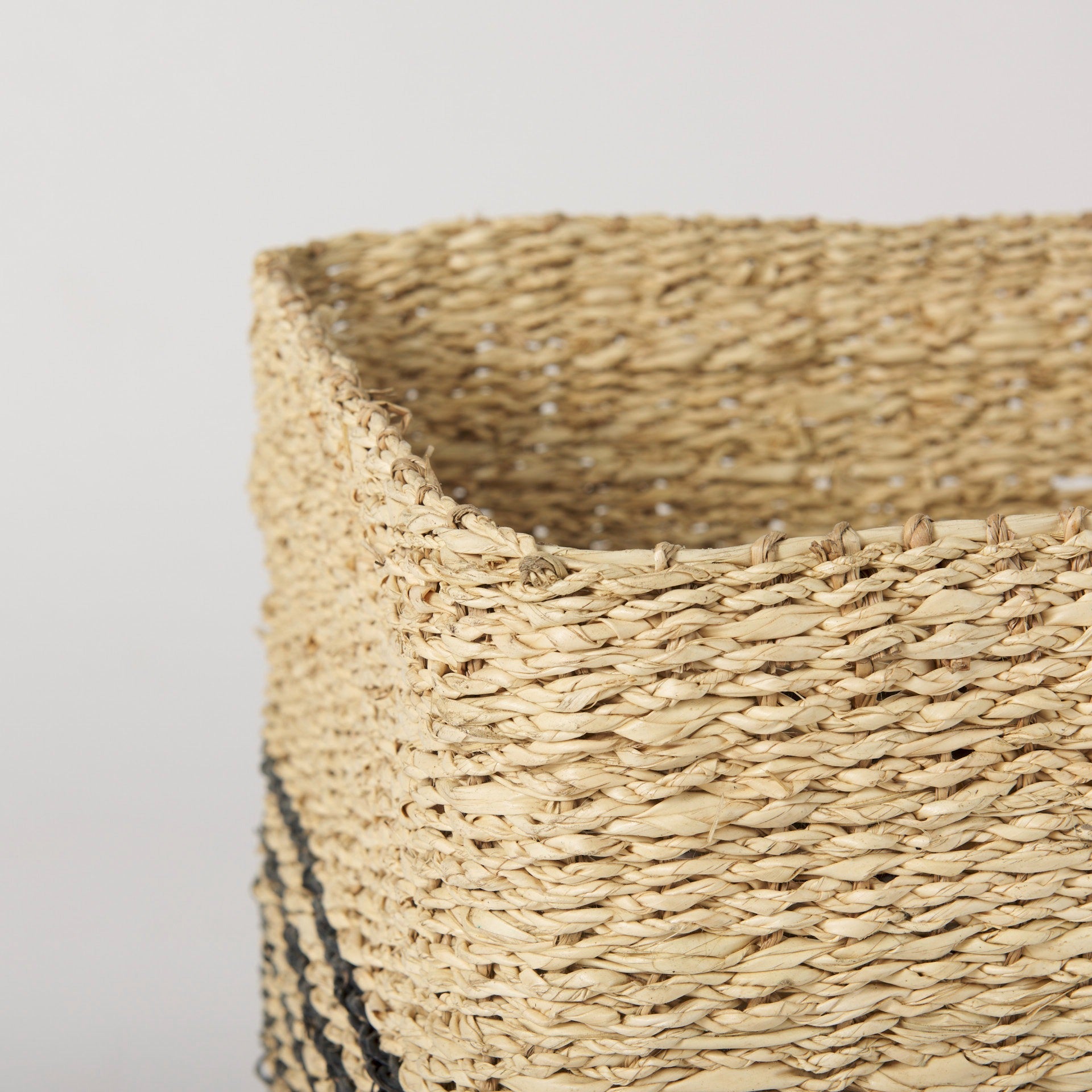 Cullen 15.7L x 15.7W x 15.7H (Set of 3) Grey Twisted Seagrass Square Basket - Dekor Butik