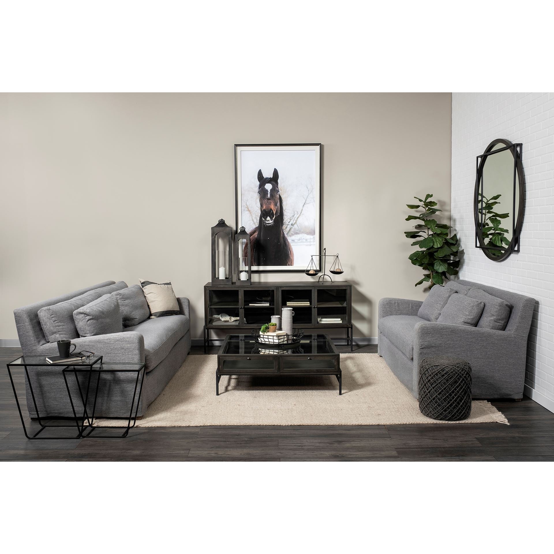 Sofas & SectionalsDenly Castlerock Gray Slipcover Three Seater Sofa - 92" - Dekor Butik