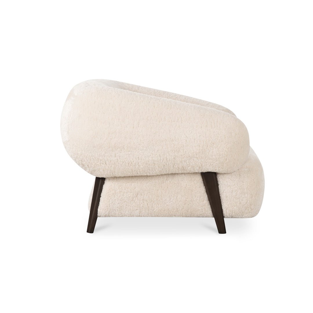 Devlin Lounge Chair Cream Faux Fur - Dekor Butik