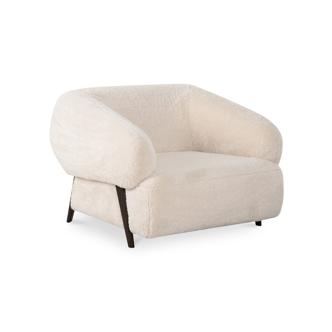Devlin Lounge Chair Cream Faux Fur - Dekor Butik