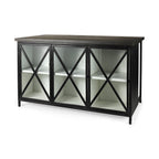 Dimitra Dark Iron with Glass Doors Kitchen Island - Dekor Butik