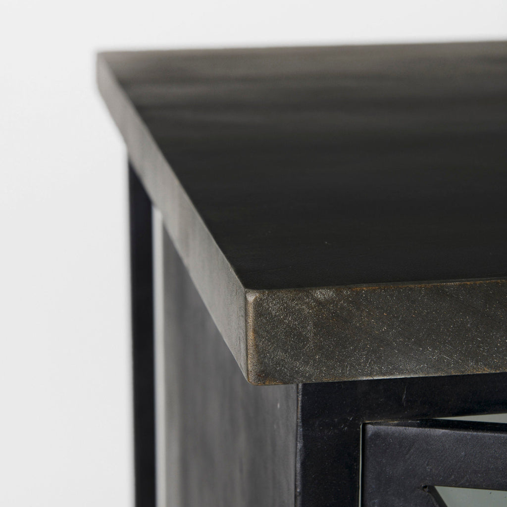 Dimitra Dark Iron with Glass Doors Kitchen Island - Dekor Butik