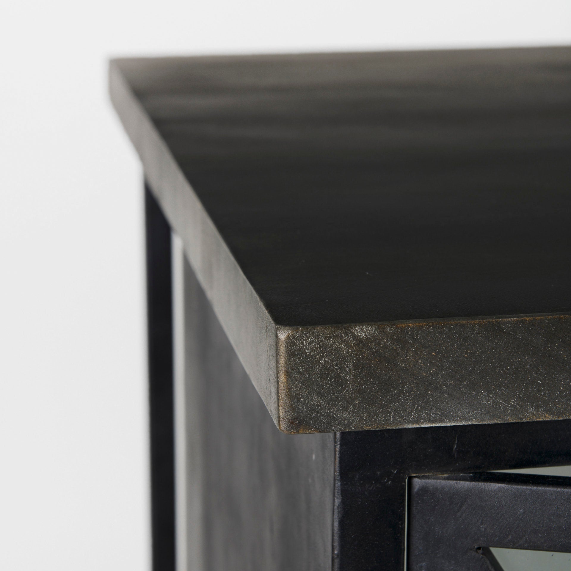 Dimitra Dark Iron with Glass Doors Kitchen Island - Dekor Butik