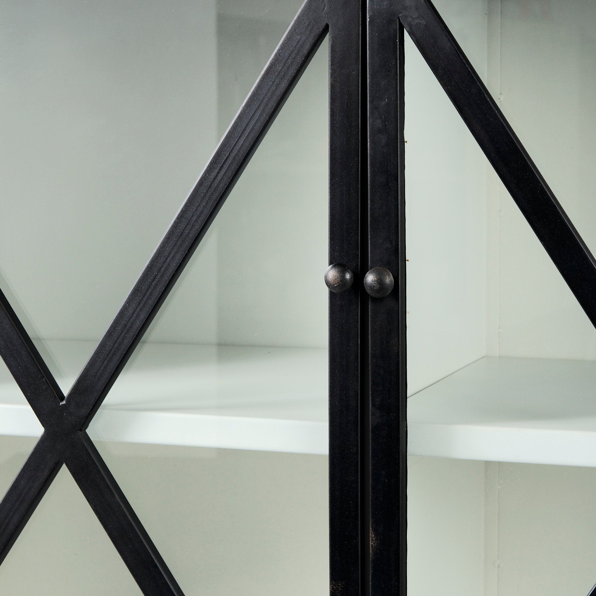 Dimitra Dark Iron with Glass Doors Kitchen Island - Dekor Butik