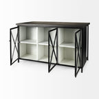 Dimitra Dark Iron with Glass Doors Kitchen Island - Dekor Butik