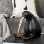 Dodo Kiwi 7L x 4W Black Cast Aluminum Mauritian Bird Sculpture - Dekor Butik