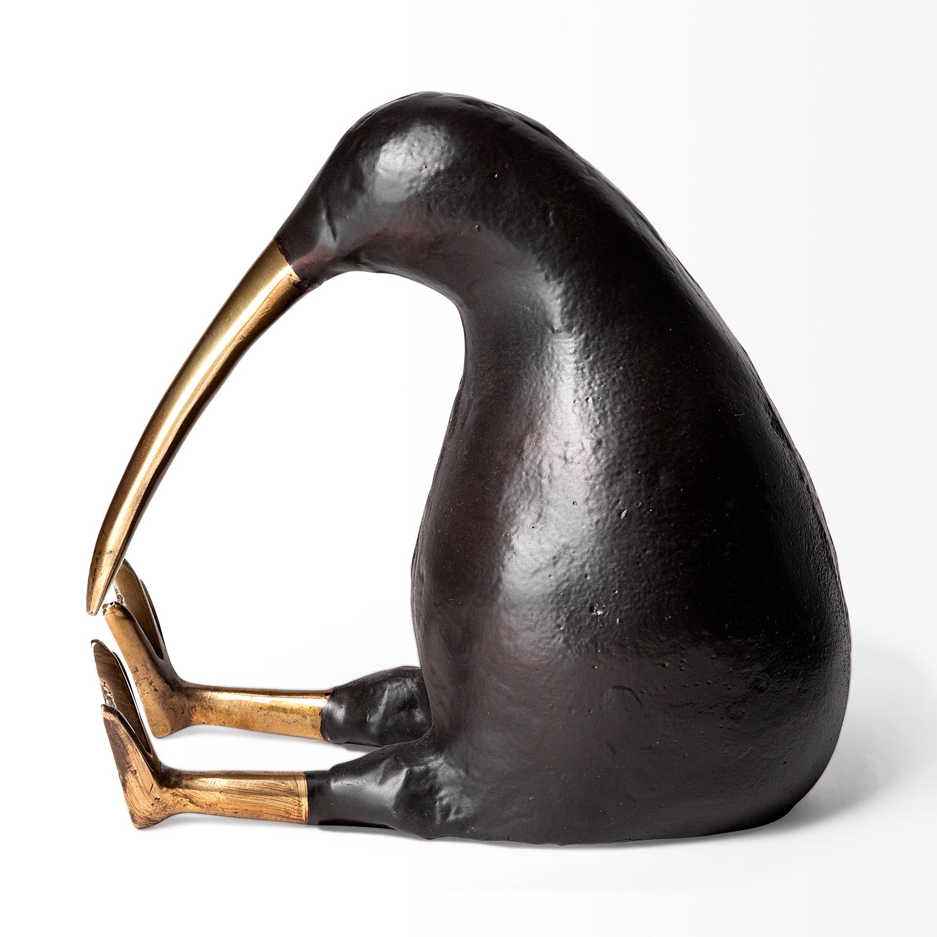 Dodo Kiwi 7L x 4W Black Cast Aluminum Mauritian Bird Sculpture - Dekor Butik