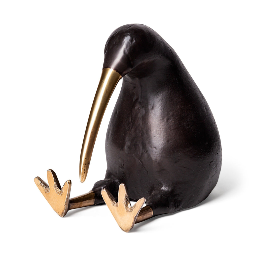 Dodo Kiwi 7L x 4W Black Cast Aluminum Mauritian Bird Sculpture - Dekor Butik