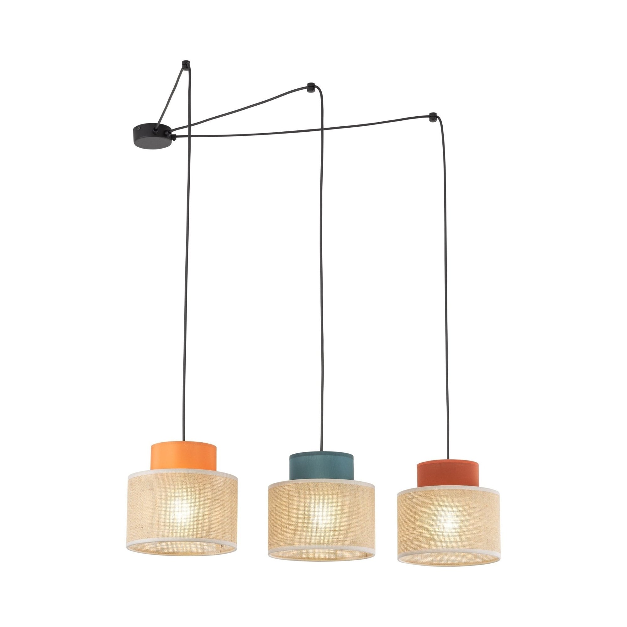 DUO Jute Adjustable 3 - Light Pendant for Dining Table & Kitchen Island - Dekor Butik