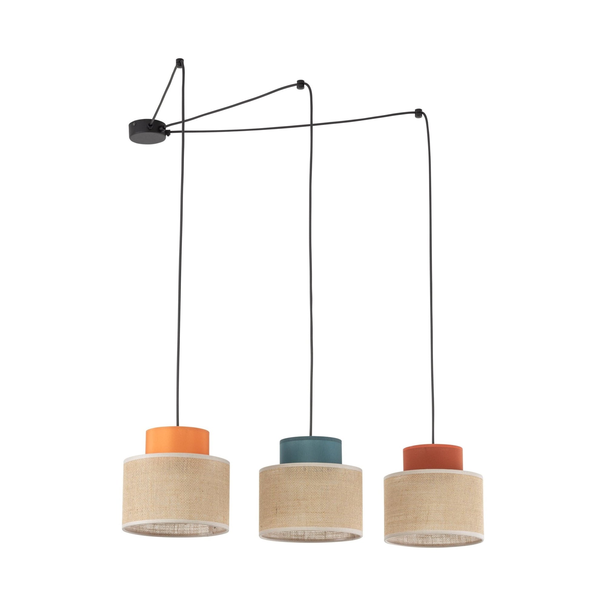 DUO Jute Adjustable 3 - Light Pendant for Dining Table & Kitchen Island - Dekor Butik