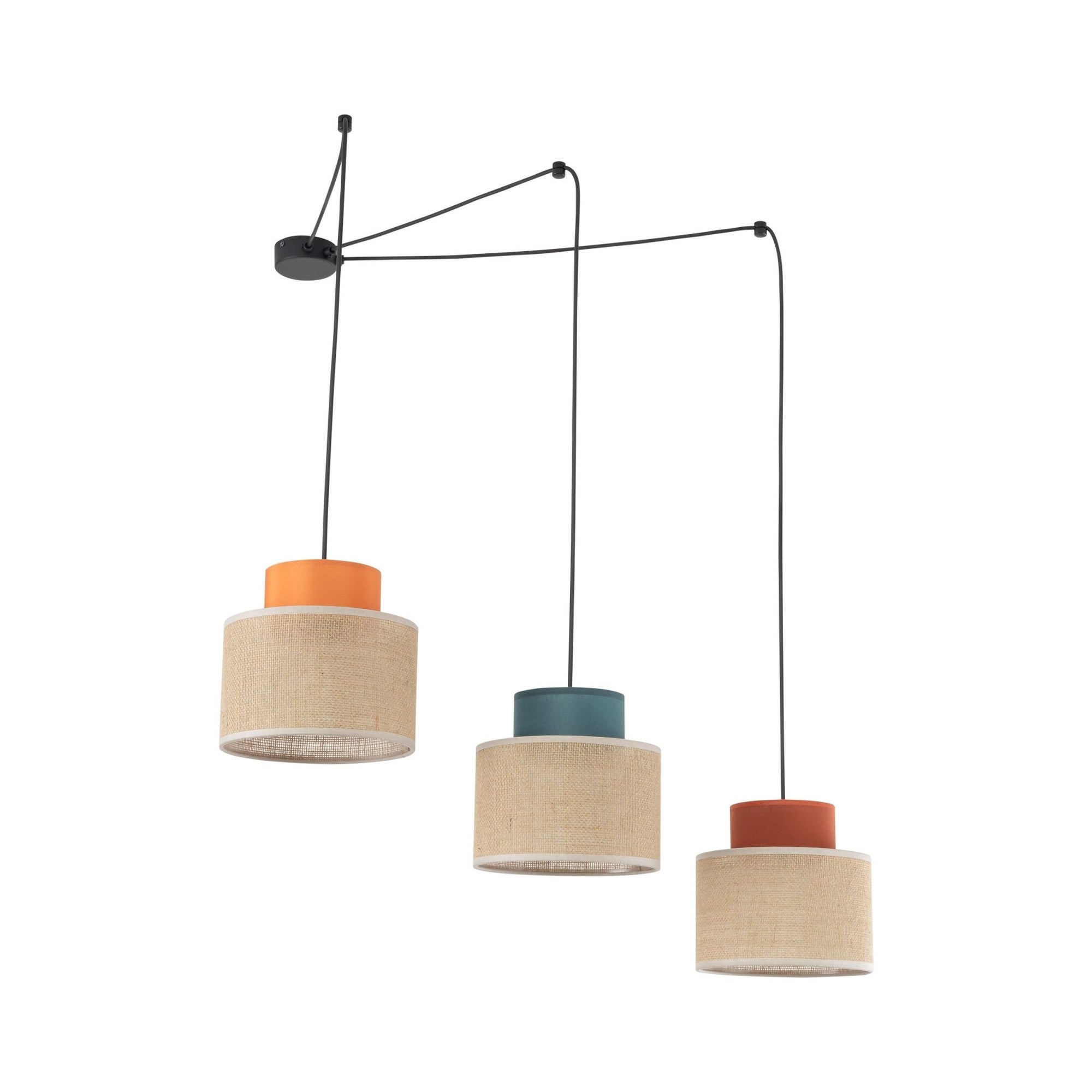 DUO Jute Adjustable 3 - Light Pendant for Dining Table & Kitchen Island - Dekor Butik